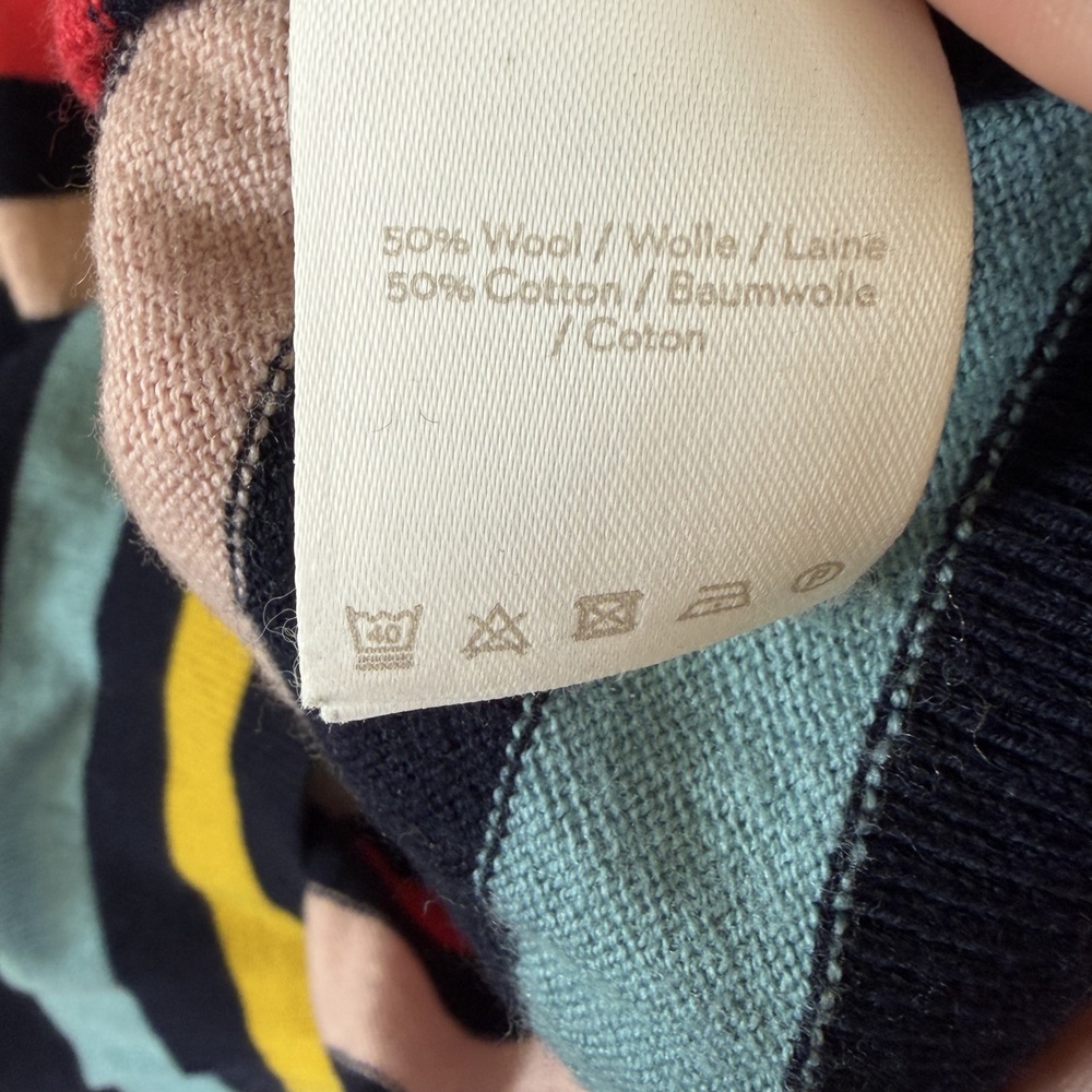 Boden Sweater Womens Small Multicolor Stripe Crewneck Balloon Sleeve Wool Knit - Picture 3 of 10